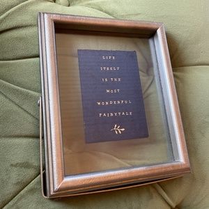 Framed art gold leaf printed quote on velvet floating glass and gold wood frame